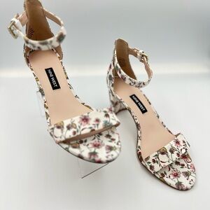 Nine West Floral Ankle Strap Heels - Cream